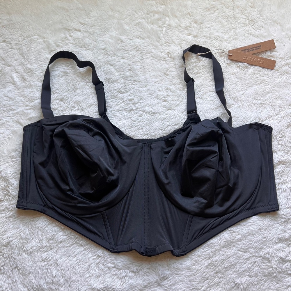 Skims Corset Bra Collection Balconette Bra Onyx Black CR-BRA-3240 Size 46D NEW